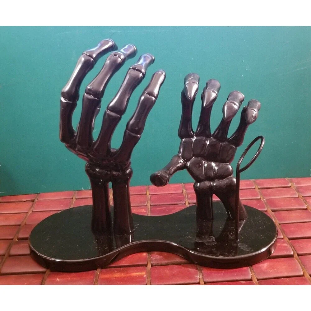 Halloween Hyde & Eek Black Skeleton Hands Wine Bottle Holder 10.5